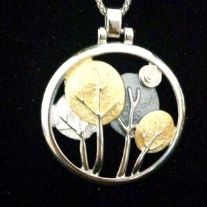 Vintage Lorient Grey Trees Pendant Necklace